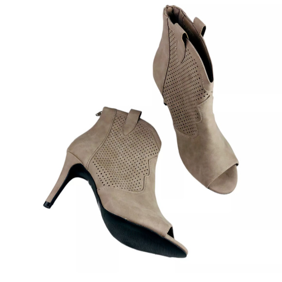 Unbranded Womens Peep Toe Ankle Booties Stiletto Heels Back Zip Faux Suede US 9 - Picture 1 of 6